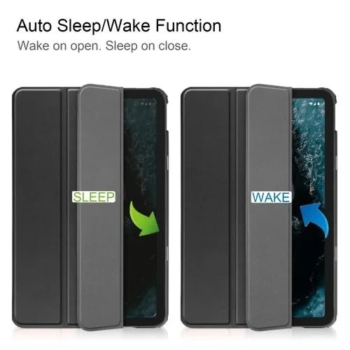 Leather Flip Case For Nokia T20 Black