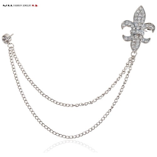 Crystal Spear Men's Brooch With Free Pouch - Silver