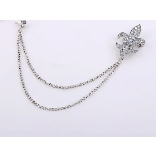 Crystal Spear Men's Brooch With Free Pouch - Silver