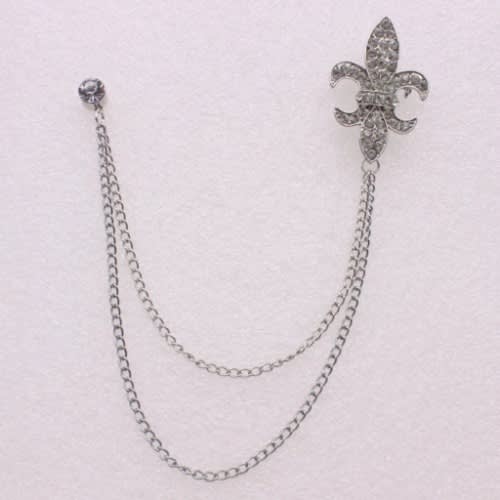 Crystal Spear Men's Brooch With Free Pouch - Silver