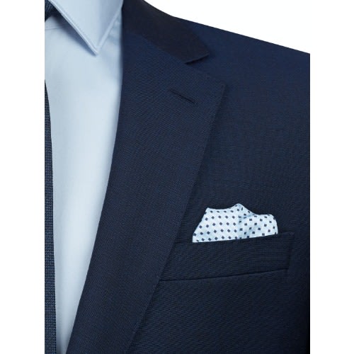 Silk Crosshatch Pocket Square - Blue