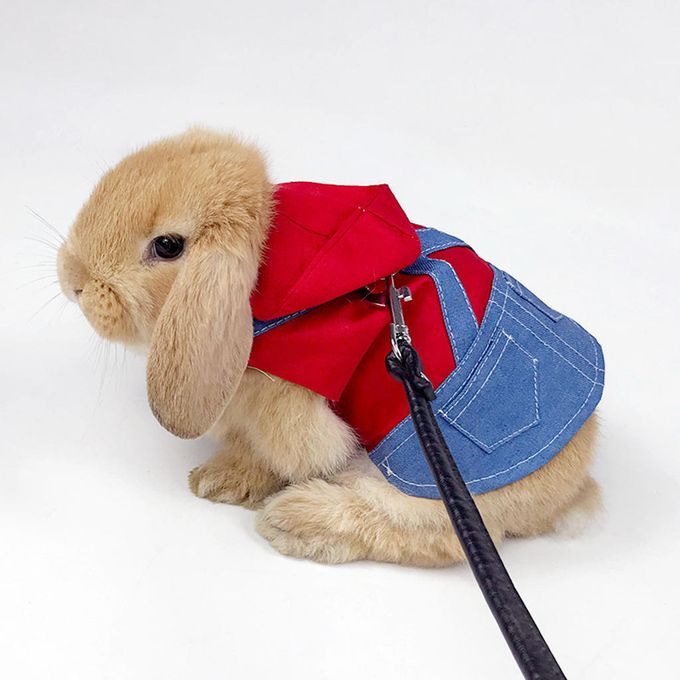 Rabbit Harness Multipurpose Breathable Denim Jacket Coat For M Red