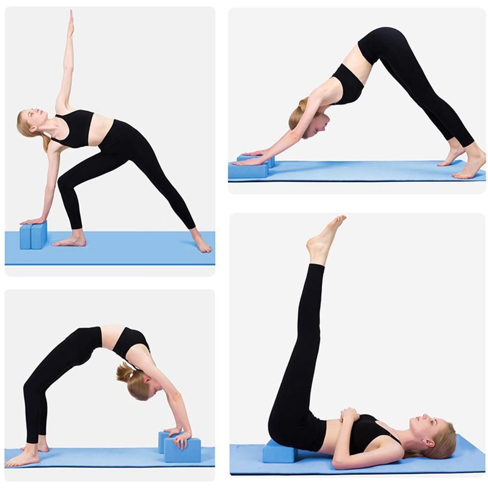 2 Pack Yoga Blocks High Density Brick Soft Non-Slip Exercise Bricks Stability and Balance for Exercise, Yoga, Pilates-B