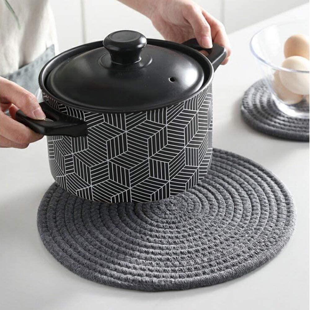 Pot Mat Trivets Set of 6 Hot Pot Holder Cotton Woven Coasters Round Placemats Heat Resistant Cup Mat Spoon Rest(4.3Inch)