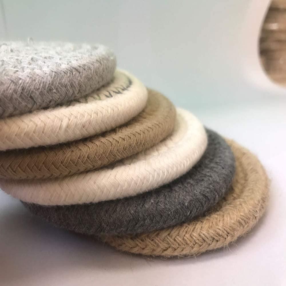 Pot Mat Trivets Set of 6 Hot Pot Holder Cotton Woven Coasters Round Placemats Heat Resistant Cup Mat Spoon Rest(4.3Inch)