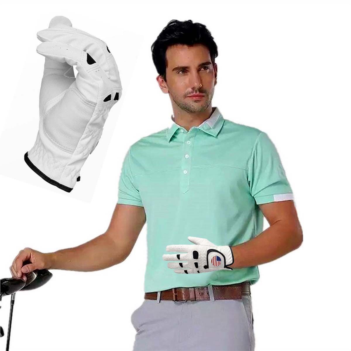 1pcs Non-Slip Golf Gloves Men Left Right Hand Pu Leather