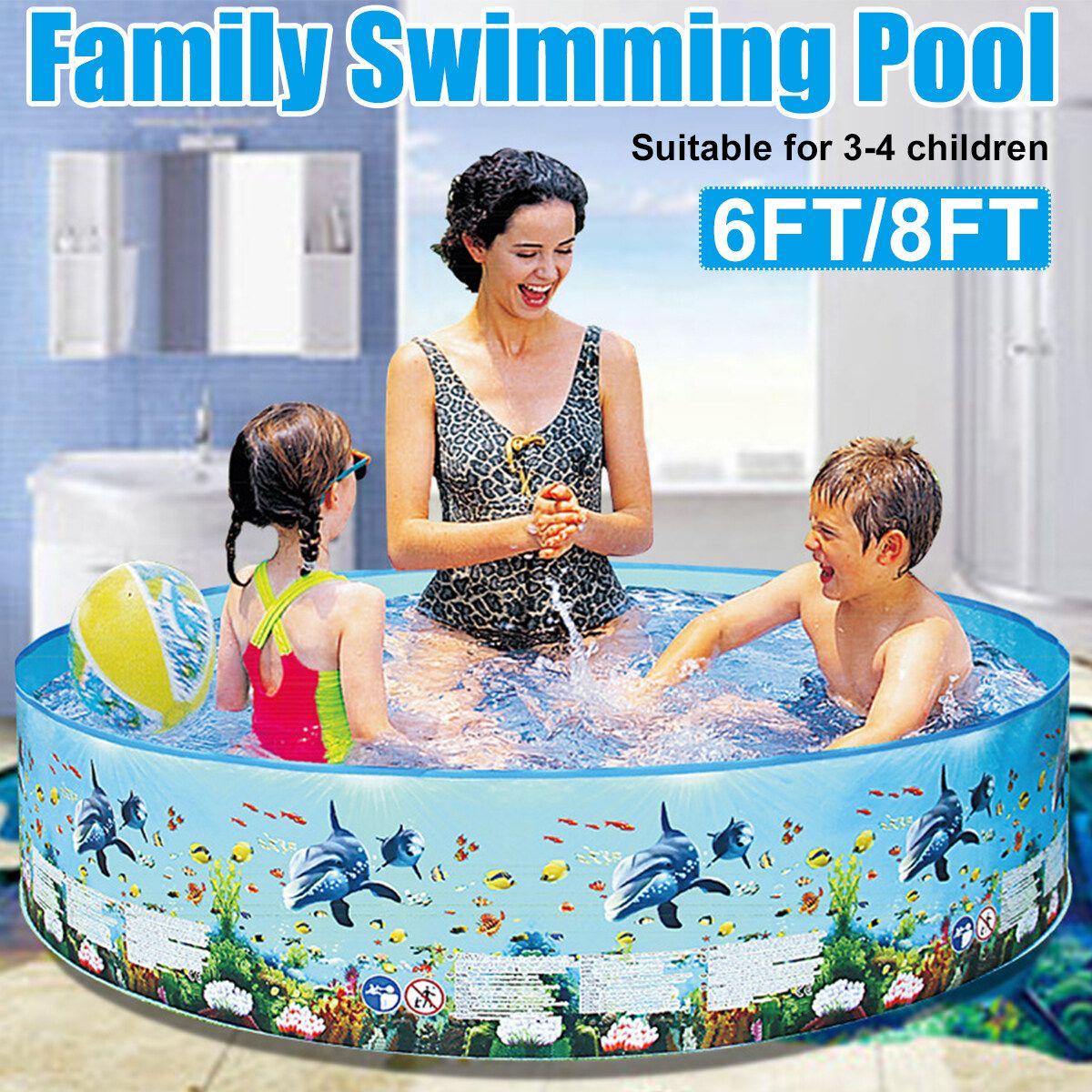 Paddling Pool Non Inflatable Family Swimming Pool Garden Outdoor Summer 6/8FT 183x38cm