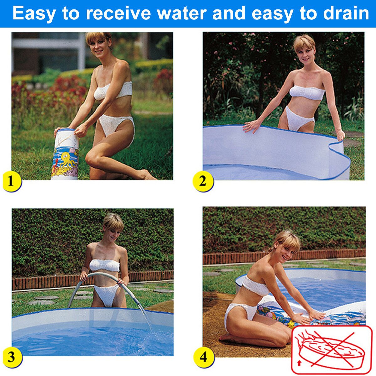 Paddling Pool Non Inflatable Family Swimming Pool Garden Outdoor Summer 6/8FT 183x38cm