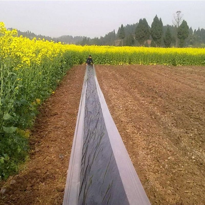 10m Black  Mulch Film PE Plastic Mulch 0.008mm Garden Ground Cover Film Frost Protection-1.2M Width