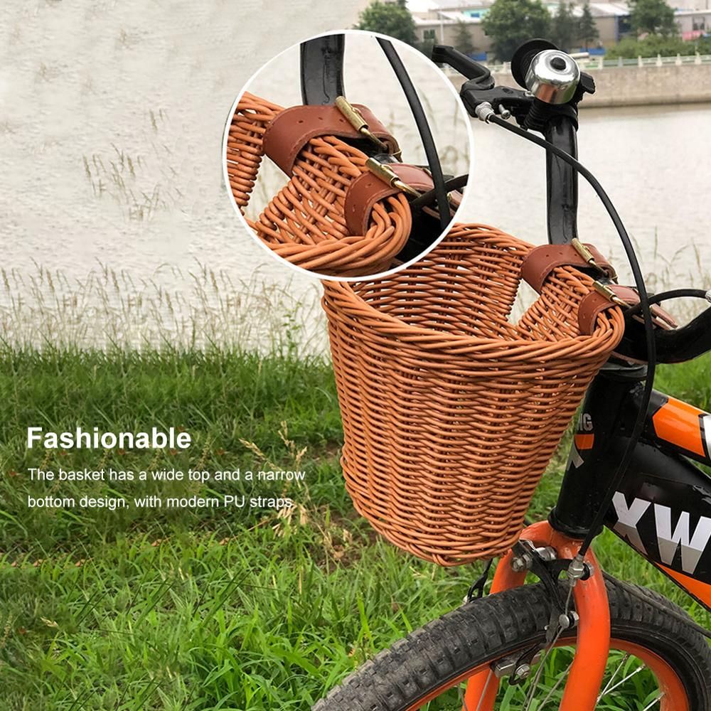 Wicker Bicycle Basket Children Bicycle Front Handlebar Bike