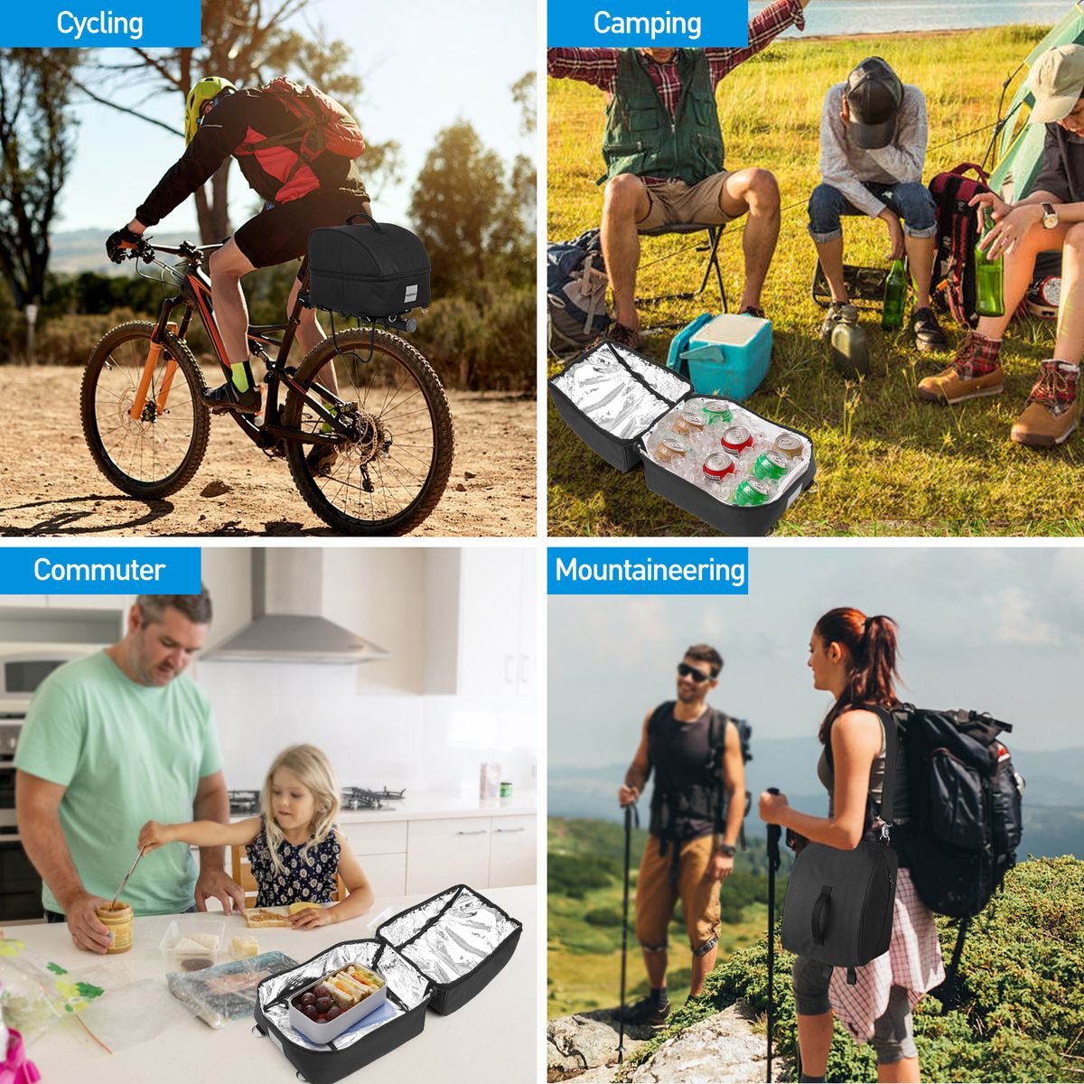 Lixada Insulated Bike Cooler Bag Zippered Food Delivery Bag