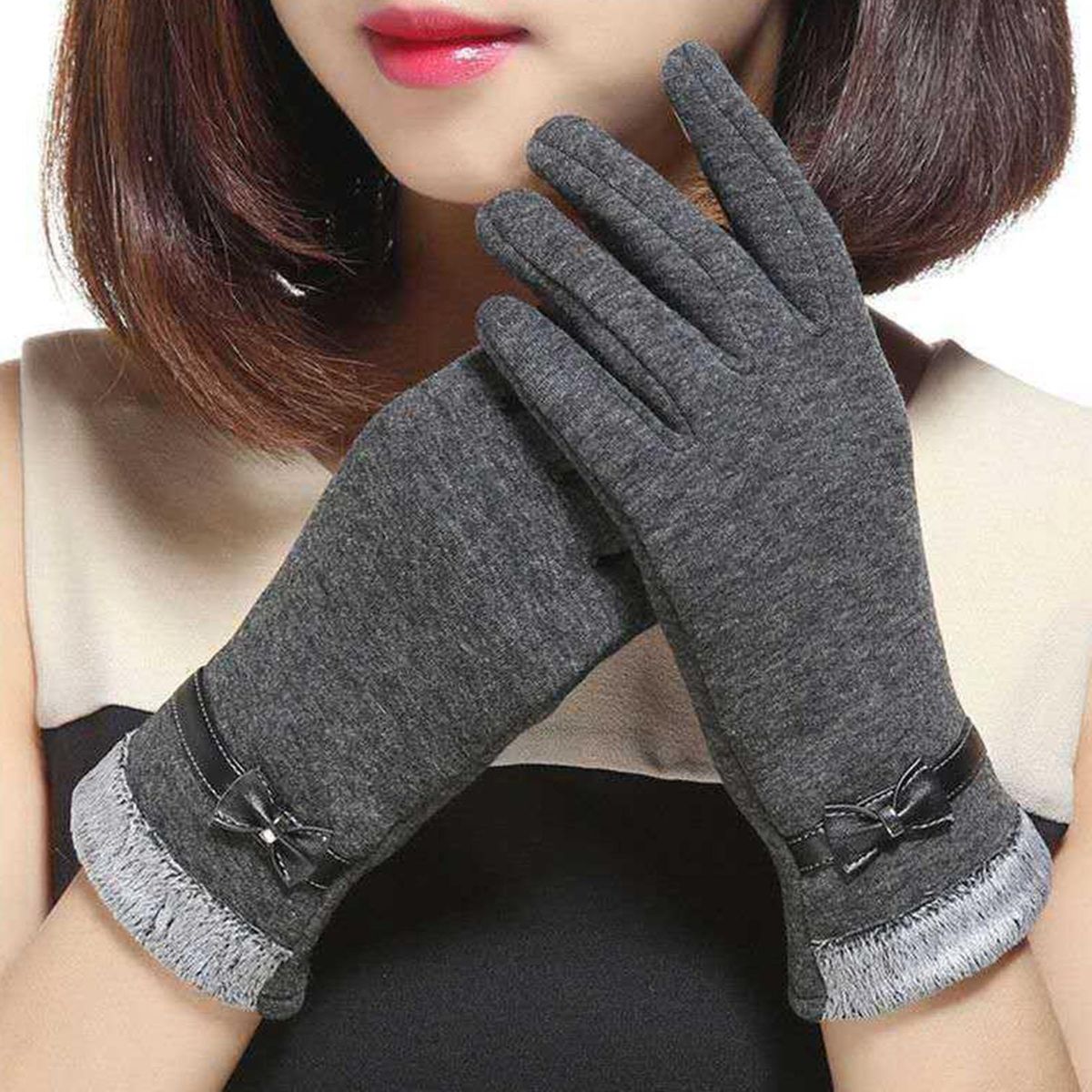 1 Pair Winter Fashion Grace Lady Grey