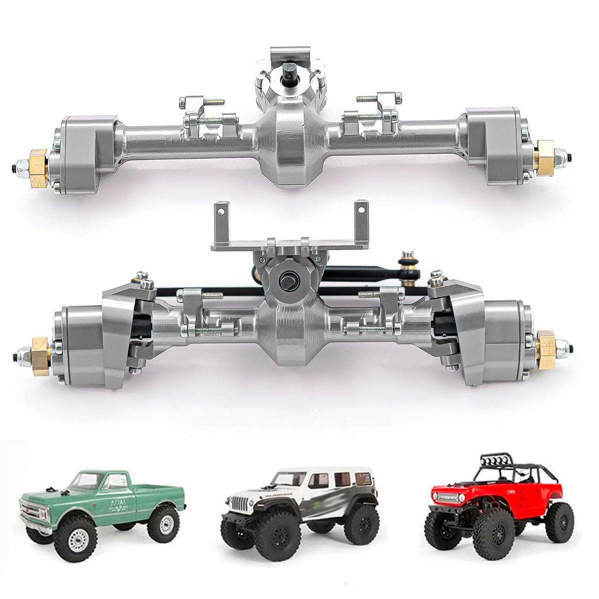 RC Car Front Axle Rear Axle Aluminum Alloy RC Axles Replacements for 1/24 Axial SCX24 90081 AXI00005 C10 AXI00006 AXI00002 RC Car