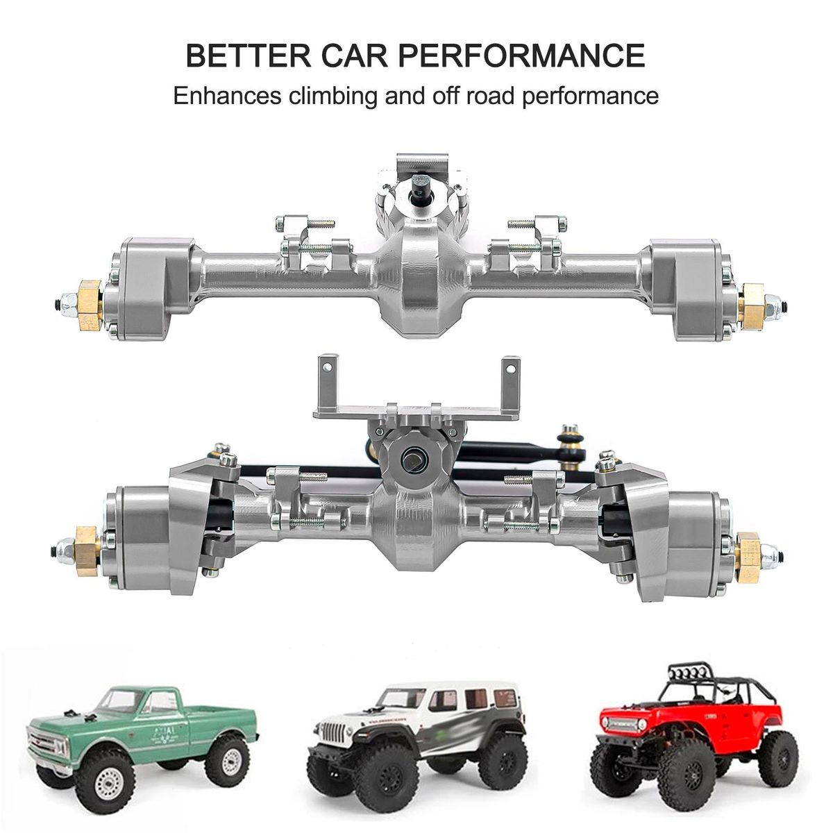 RC Car Front Axle Rear Axle Aluminum Alloy RC Axles Replacements for 1/24 Axial SCX24 90081 AXI00005 C10 AXI00006 AXI00002 RC Car