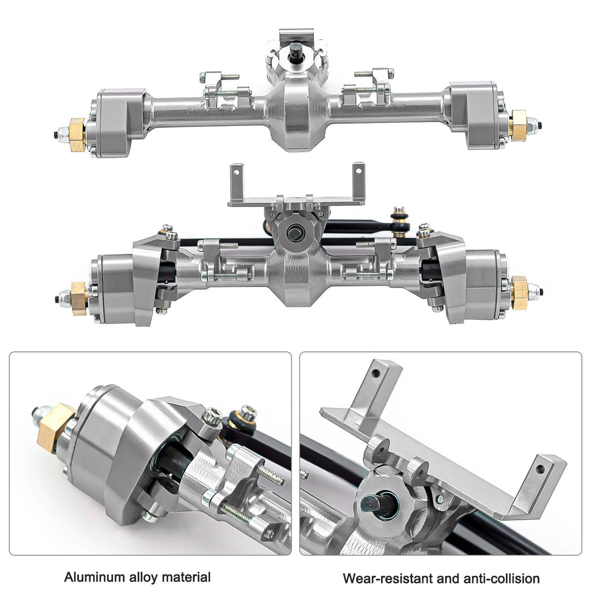 RC Car Front Axle Rear Axle Aluminum Alloy RC Axles Replacements for 1/24 Axial SCX24 90081 AXI00005 C10 AXI00006 AXI00002 RC Car