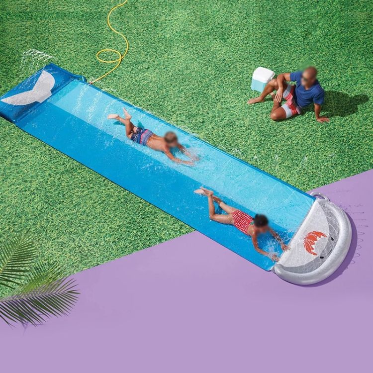 Double Children Water Slide Lawn Spray Pad