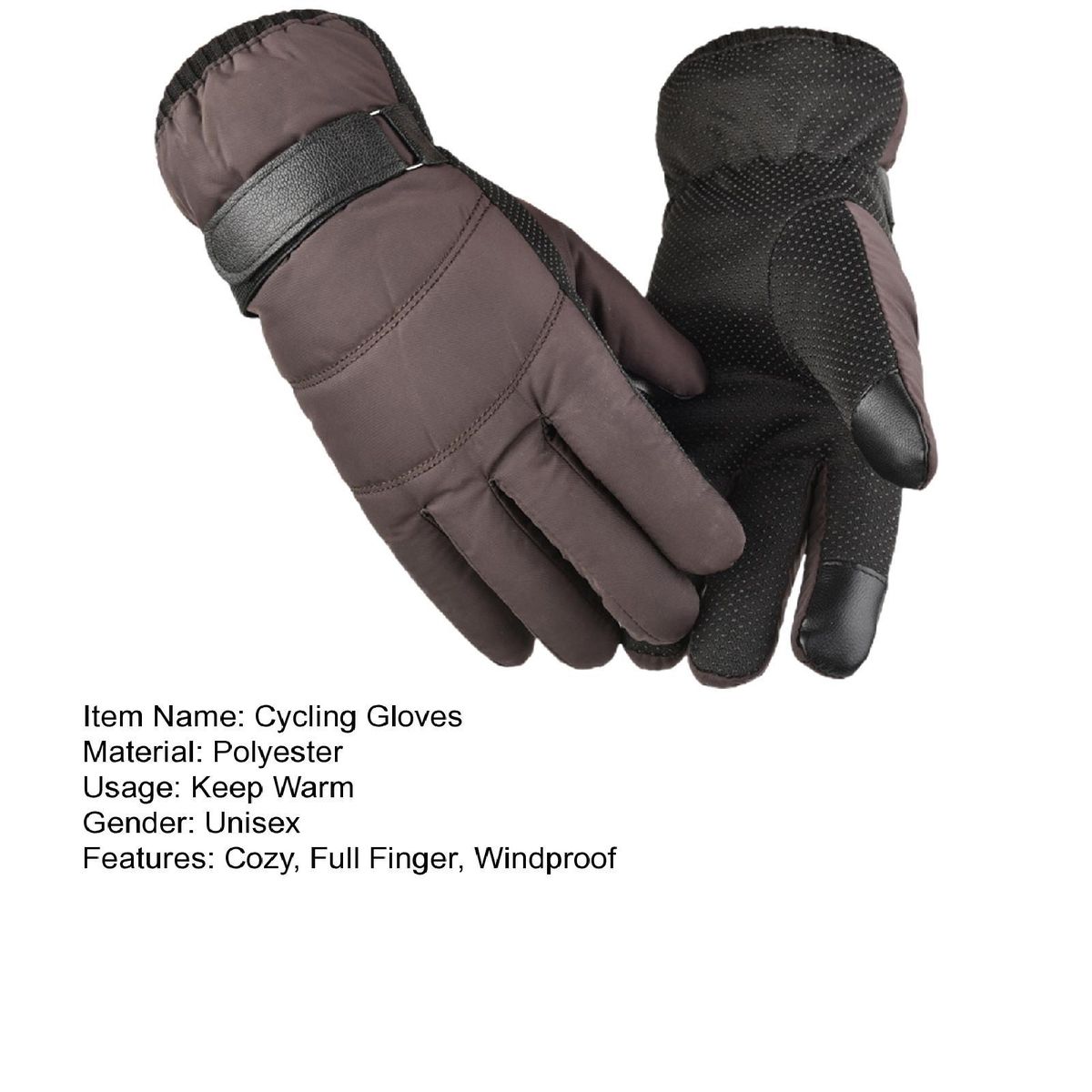 1 Pair Ridding Warm Touch Screen Full Finger Brown