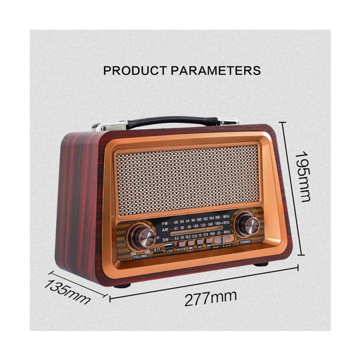 Portable Wooden Retro Radio Wireless Bluetooth S