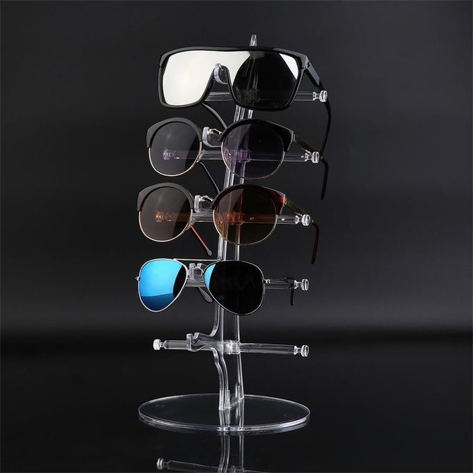 Plastic 5 Pair Sunglasses Glasses Show Rack Counter Display Stand Holder Transparent
