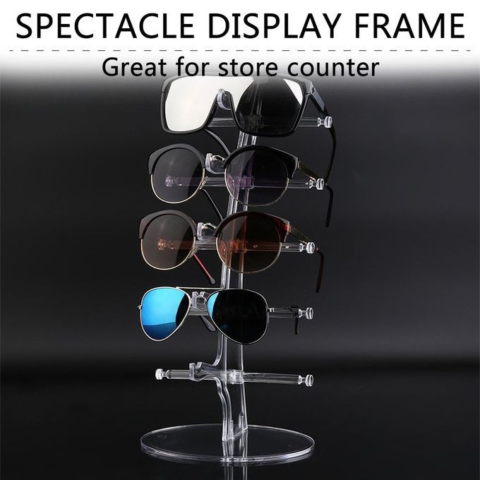 Plastic 5 Pair Sunglasses Glasses Show Rack Counter Display Stand Holder Transparent