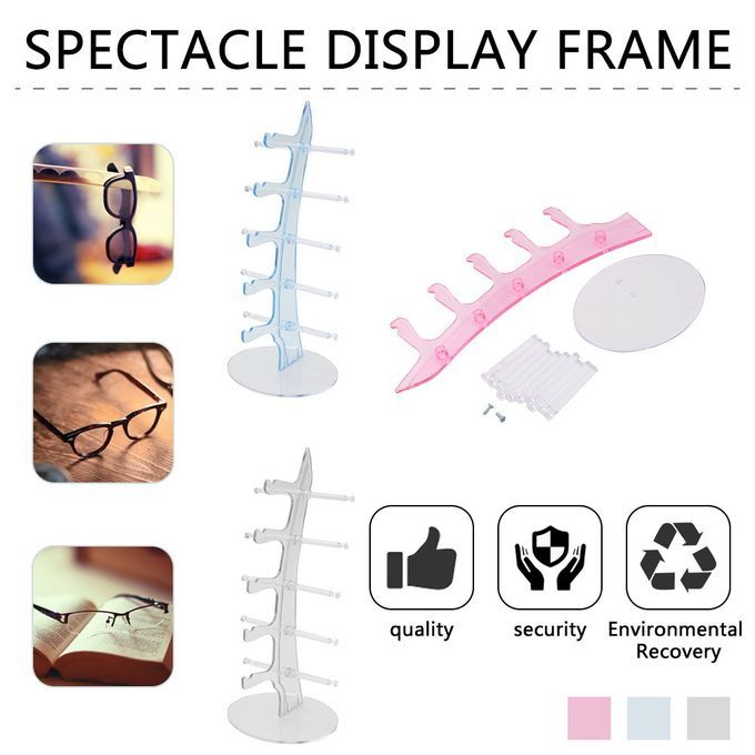 Plastic 5 Pair Sunglasses Glasses Show Rack Counter Display Stand Holder Transparent