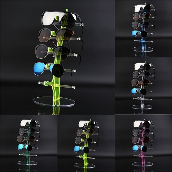 Plastic 5 Pair Sunglasses Glasses Show Rack Counter Display Stand Holder Transparent