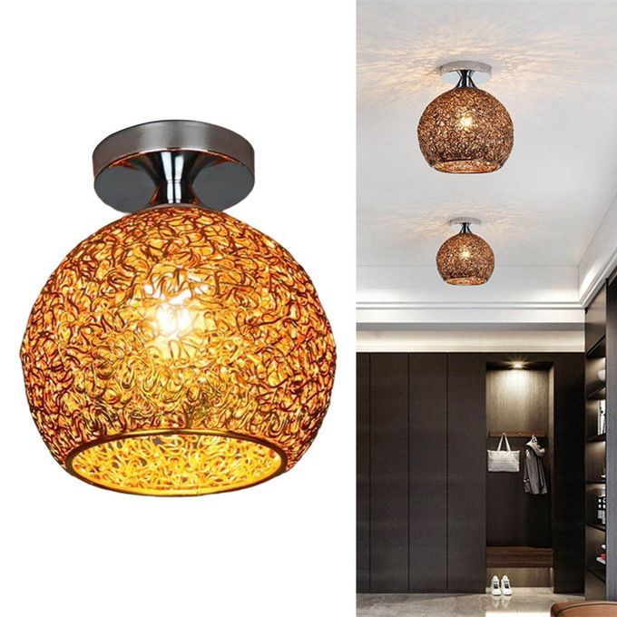Semi Flush Mount Ceiling Light E27 Lighting For Bedroom Hallway Golden