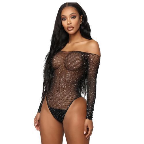 Sexy Costume Lingerie Fishnet Diamond Terno Pajama Adult Bodysuit