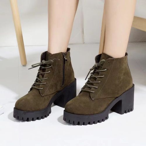 Ladies High Heel Boots Khaki