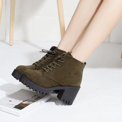 Ladies High Heel Boots Khaki