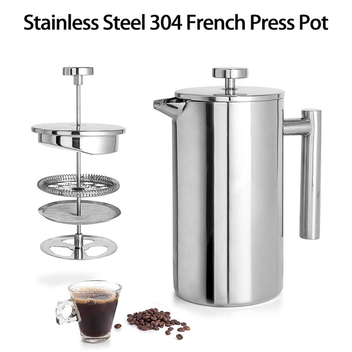 Hot Touch Coffee Maker Stainless Steel Portable Coffee Press for Home