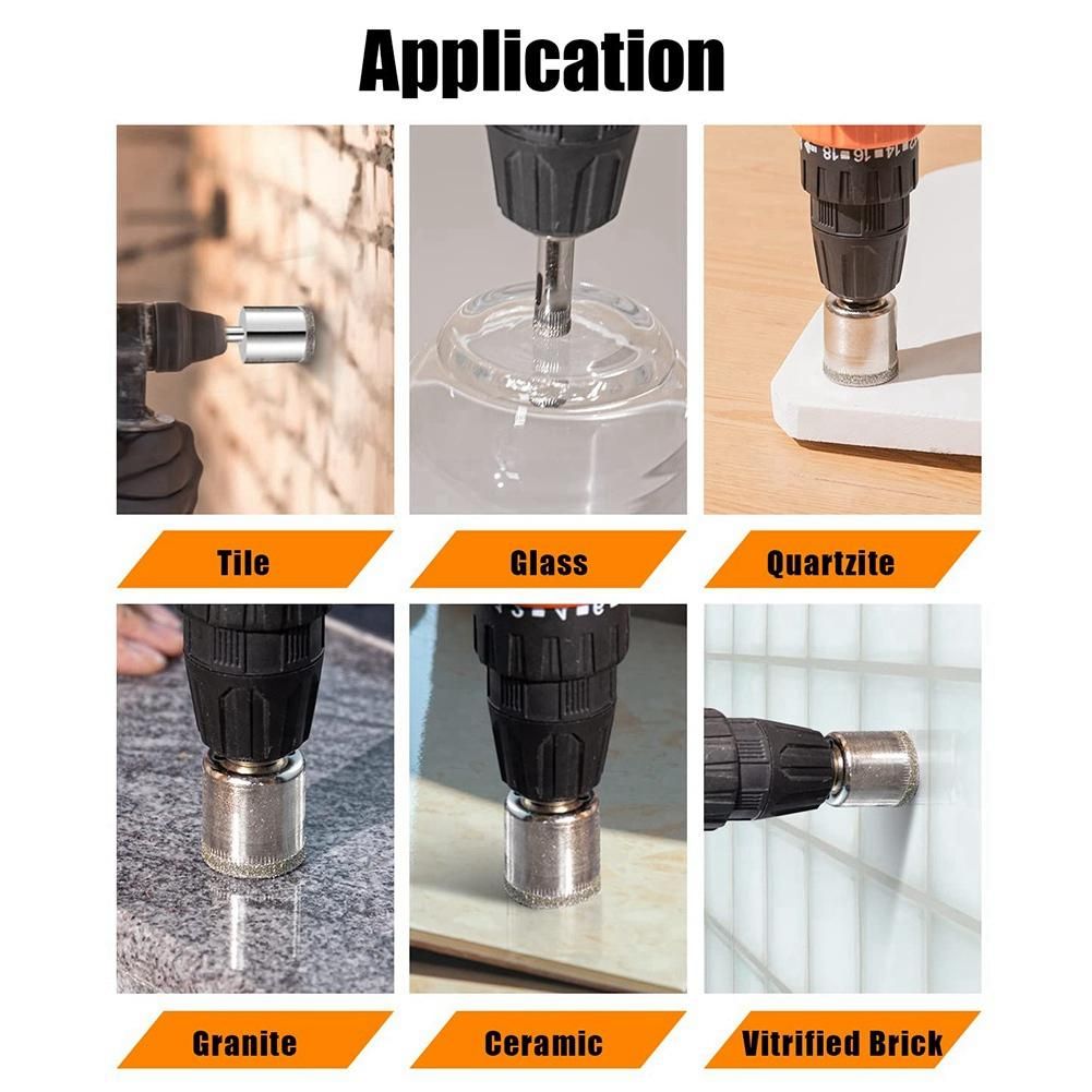 Diamond Drill Bits Set, 10 PCS Diamond Hole Saw Set, Glass Drill Bit for Ceramic Tile Porcelain Marble Granite Bottles