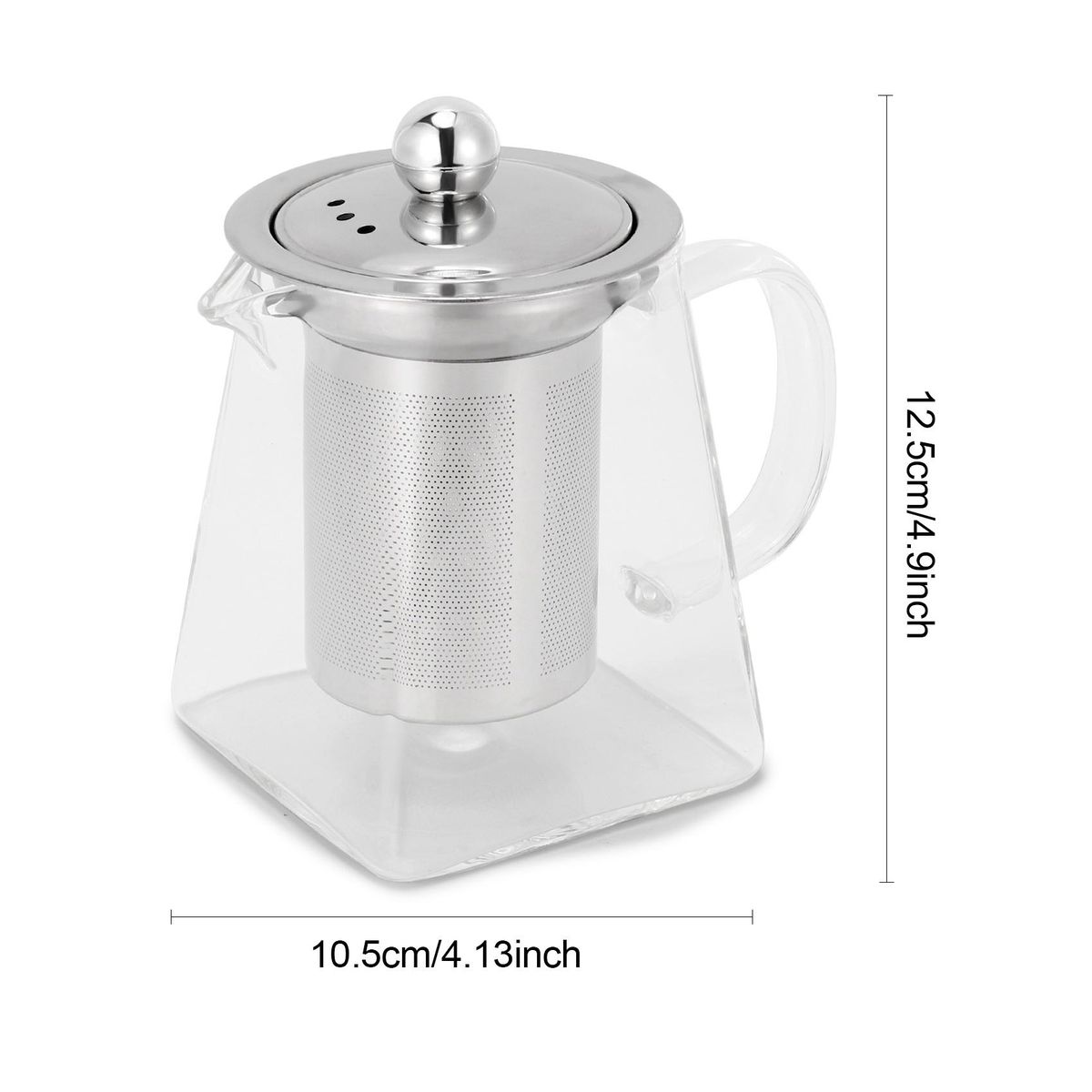 Thickened Glass Teapot Heat Resistant Flower Tea Pot Bubble Tea Pot Stainless Steel Filter Teapot Square Pot Set 350Ml