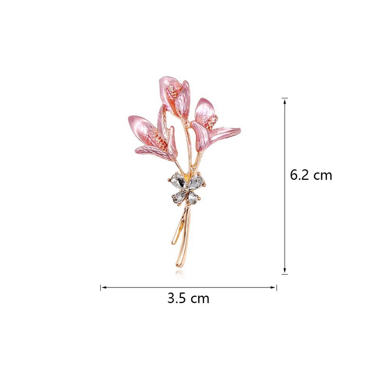 Enamel Lily Flower Women Brooches Pink Flower