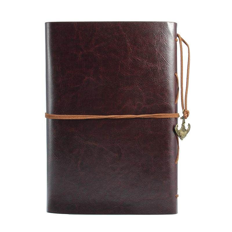 Vintage Traveler's Notebook Leather Travel Journal Book Blank Pages Kraft Paper Sketchbook A5 Spiral Notebooks 6 Ring Binder Brown