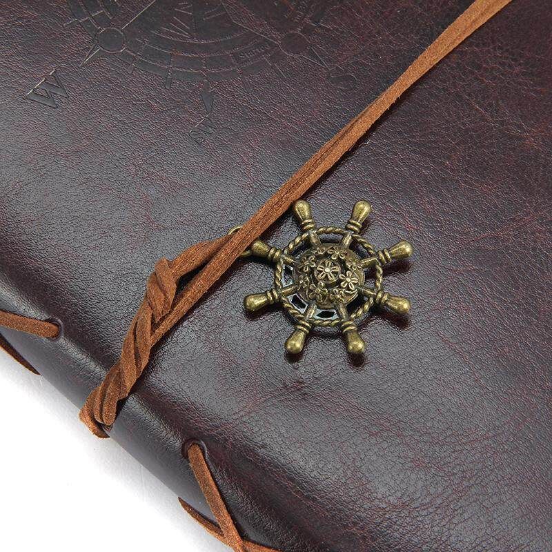 Vintage Traveler's Notebook Leather Travel Journal Book Blank Pages Kraft Paper Sketchbook A5 Spiral Notebooks 6 Ring Binder Brown