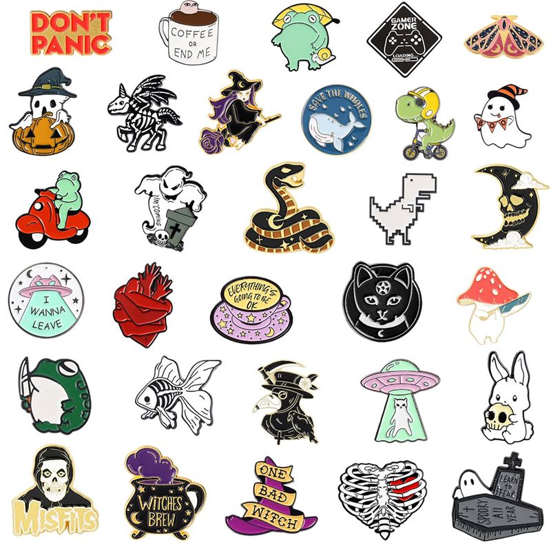 Multiple styles 24 Pack Cute Enamel Backpack Pins  Fun Enamel Pins Bulk Set Cool Button Pins Aesthetic Pins Lapel Pins Anime