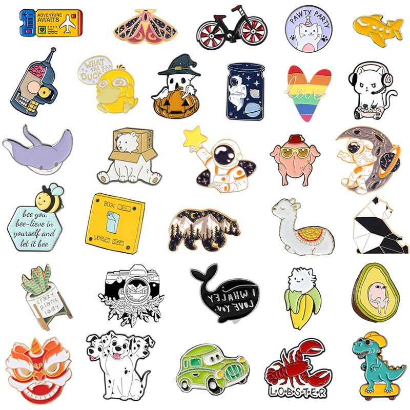 Multiple styles 24 Pack Cute Enamel Backpack Pins  Fun Enamel Pins Bulk Set Cool Button Pins Aesthetic Pins Lapel Pins Anime