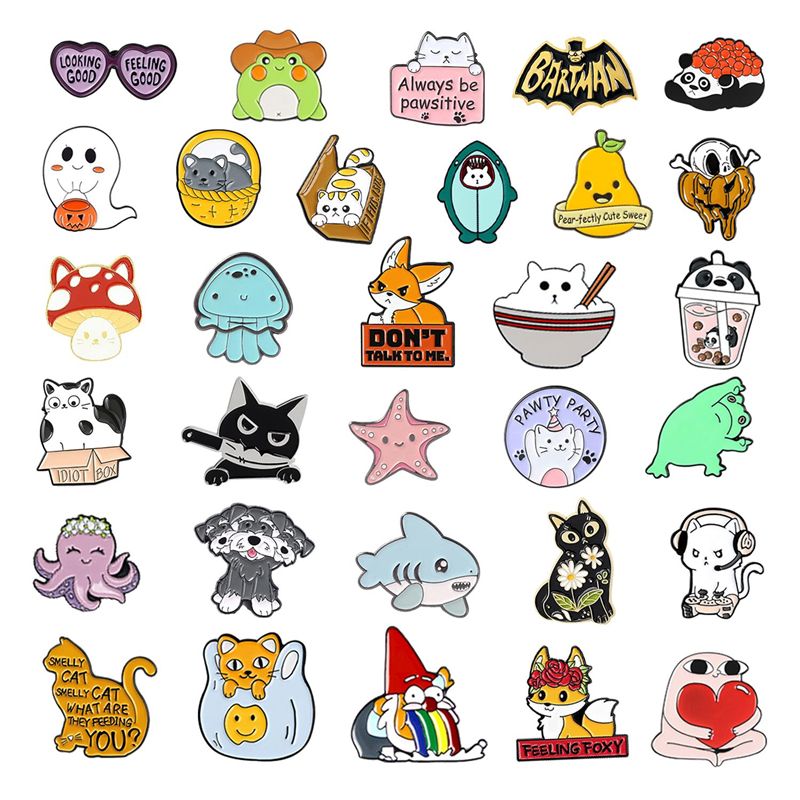 Multiple styles 24 Pack Cute Enamel Backpack Pins  Fun Enamel Pins Bulk Set Cool Button Pins Aesthetic Pins Lapel Pins Anime