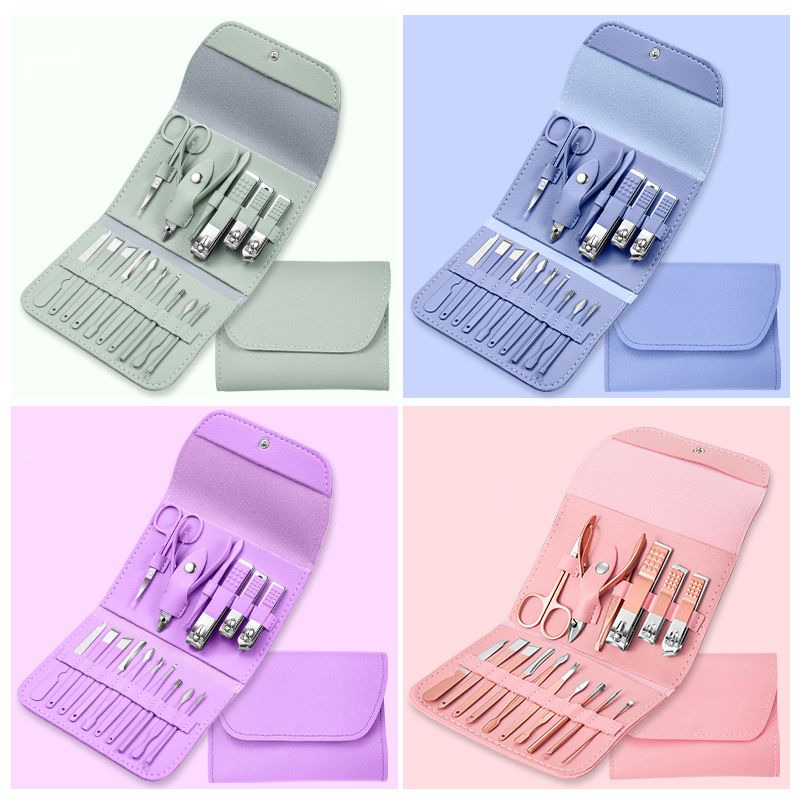 1 Set (16 Pieces) Nail Clipper Set Manicure Pedicure Tools Kit