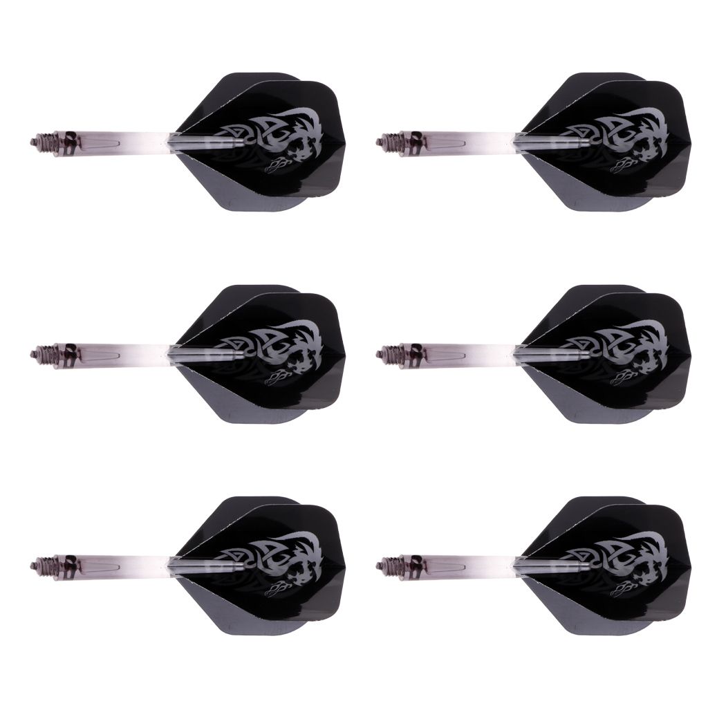 6pcs 2BA Thread Dart Shafts With Tails Darts Flights Replacement Black