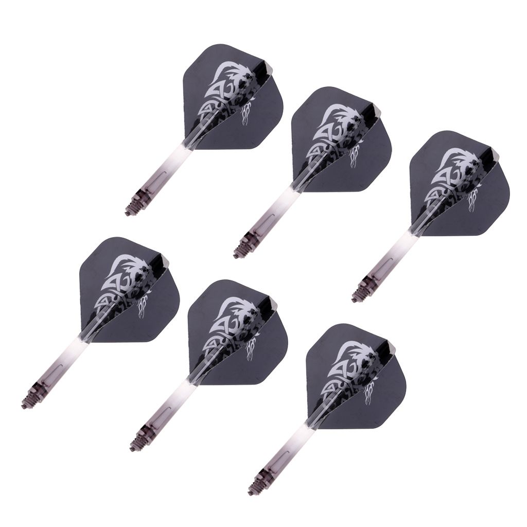 6pcs 2BA Thread Dart Shafts With Tails Darts Flights Replacement Black