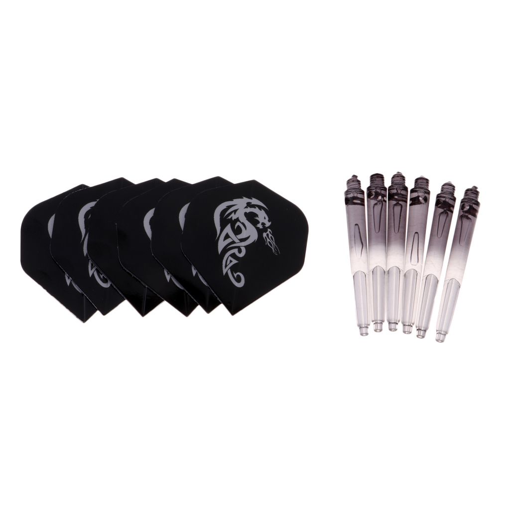 6pcs 2BA Thread Dart Shafts With Tails Darts Flights Replacement Black