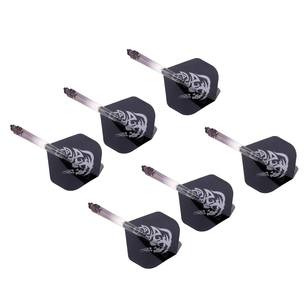 6pcs 2BA Thread Dart Shafts With Tails Darts Flights Replacement Black
