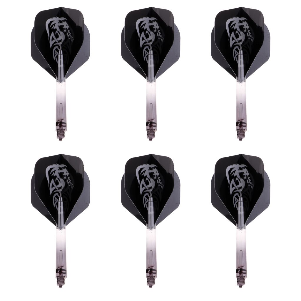 6pcs 2BA Thread Dart Shafts With Tails Darts Flights Replacement Black