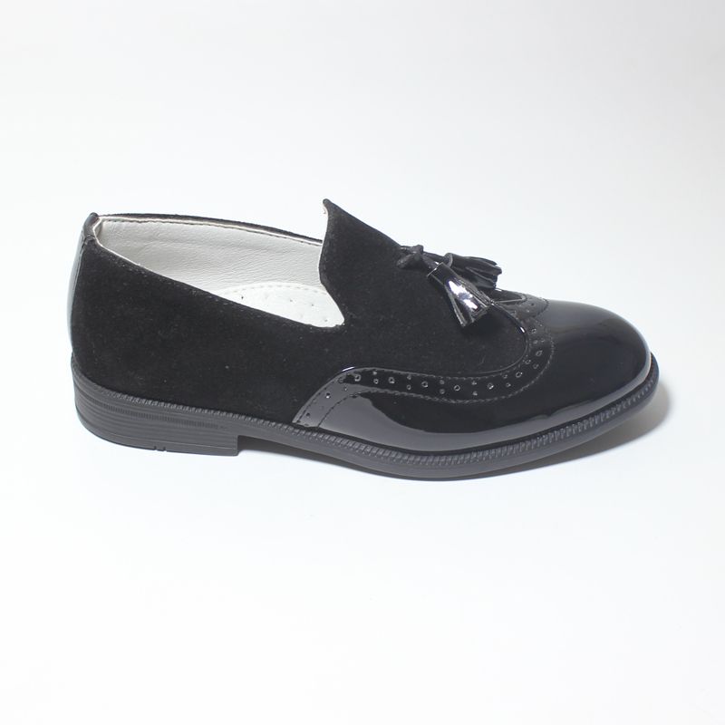 Boys Tassel Loafers Leather Formal Shoes-Black