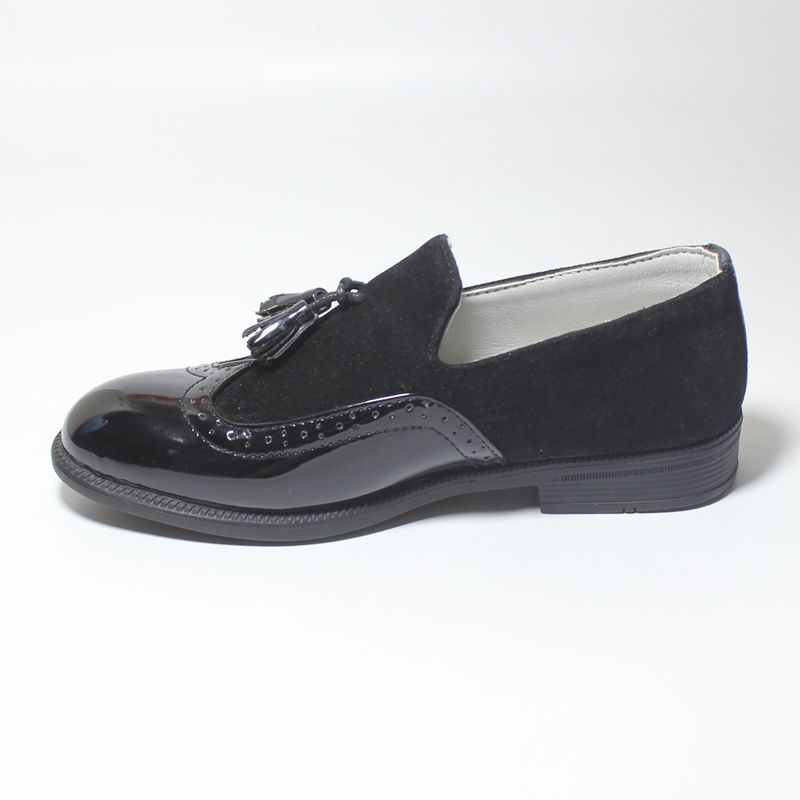 Boys Tassel Loafers Leather Formal Shoes-Black