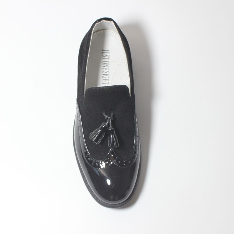 Boys Tassel Loafers Leather Formal Shoes-Black