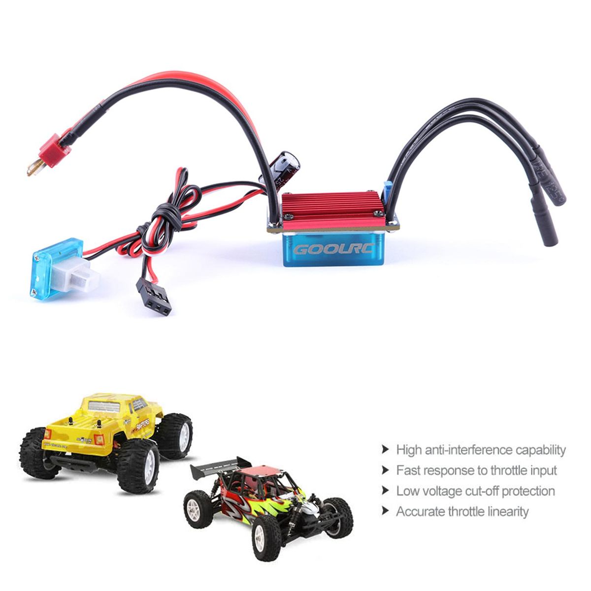 GoolRC S2435 4500KV Brushless Motor 25A Brushless ESC with 2.2kg Metal Gear Servo Upgrade Brushless Combo Set for 1/16 1/18 RC Car Truck