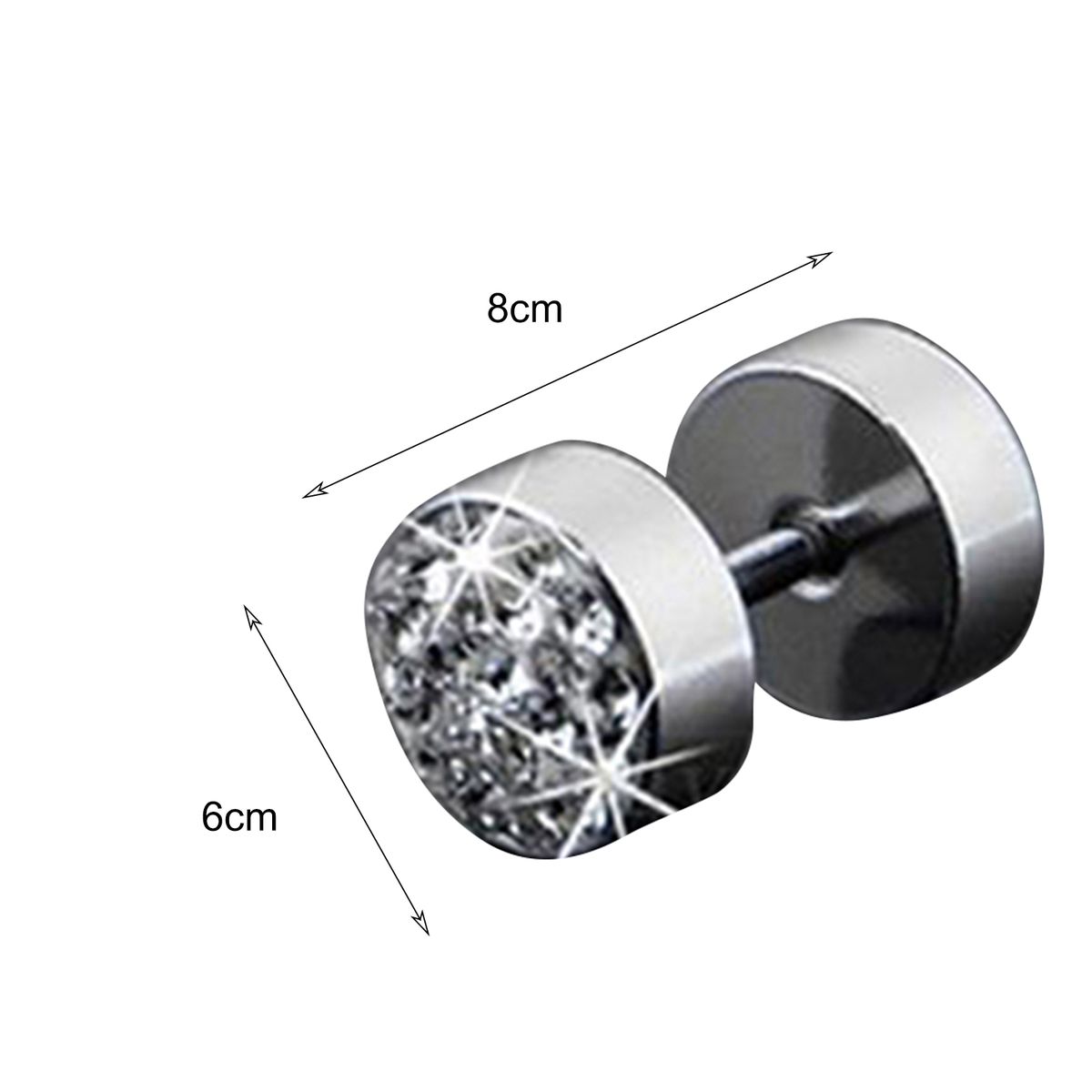 Ear Studs Rhinestone Decor Anti-corrosion Stainless Steel Men's Barbell Ear Studs For Party-Black